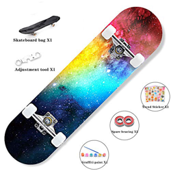 LAYBAY Skateboard Maple Wood, Skateboard Completo para Adultos y Niños con RotamientoABEC-11, 7 Capas de Madera de Arce Monopatin 80x20x10cm precio