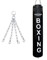 ULTRA FITNESS Saco de Boxeo vacío MMA Sparring Punching Training Kickboxing Muay Thai con Cadena, Negro, 5FT características