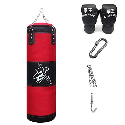 21Grams Saco de Boxeo Kit de Saco de Boxeo con Cadenas Extraíbles, Guantes para Boxeo, Percha para Entrenamiento de Boxeo Sanda Muay Thai Karate Artes