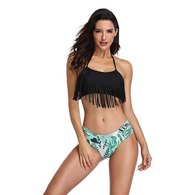 ZatRuiZE Traje De Baño Bañador Mujer 2019 Halter Bikinis De Borla Sexy Verano Ropa De Playa Zaful Swimwear Partido Swimsuit Conjunto De Dos Piezas