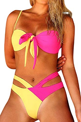 Bikini - Mujer Push-up Cruz Acolchado Bra Bikini Trajes de baño Tops y Braguitas