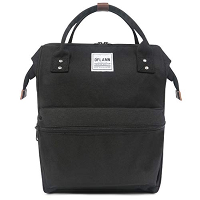 Oflamn Mochila para Mochila portátil Bolsa de Escuela de Lona Unisex Vintage Daypack para Hombres y Mujeres, Colegio y niños (Negro)