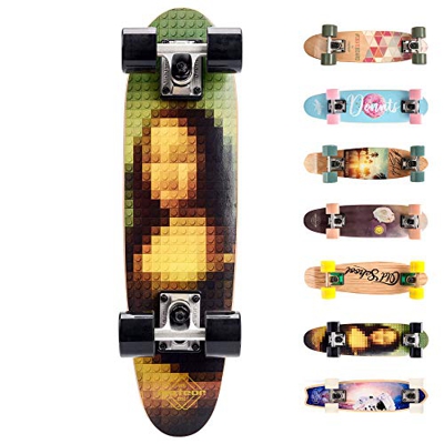 Monopatín patineta Retro Madera Skateboard Completo niños jóvenes Adultos Mejor Calidad Robusto Ligero Ruedas un Skateboard Madera (Mona)