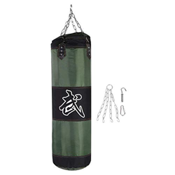 Solomi Saco de Arena de Boxeo, Hanging Canvas Hollow Kickboxing Fight Karate Punch Bag con Hebilla de Seguridad de Gancho de Cadena de Hierro(1 m-Verd características