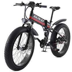 GUNAI Bicicleta eléctrica de 26 Pulgadas Fat Tire 1000W 48V Ebike 21 Speed Snow MTB Bicicleta eléctrica Plegable para Hombre Mujer en oferta