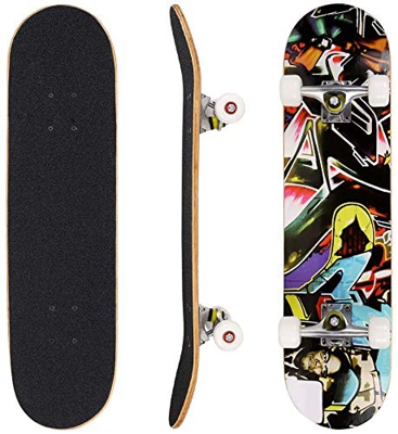 Hikole Skateboard Completo, Pro 31 Pulgadas Monopatín para Adolescentes Principiantes Niñas Niños Adultos, 9 Capas Monopatín de Madera de Arce