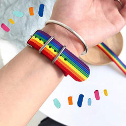 Che Punk Rainbow Canvas Bracelet Ajustable Hip Hop Nylon Weave Strap Bracelet para Mujer Hombre Pareja Joyería de Fiesta, Oro Oscuro precio