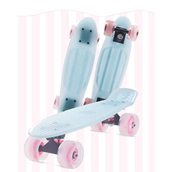 FANGNVREN Skateboard Plástico Retro Completo, Mini Cruiser Skateboard 22" (57cm) X6 (15cm) para Principiantes Jóvenes Adolescentes Niñas Niños, Azul precio