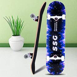 Aceshion Skateboards Adulto 70 x 20 cm Madera de arce para adolescentes doble trucos Pro Tabla de skate completa para principiantes niñas niños (azul) precio