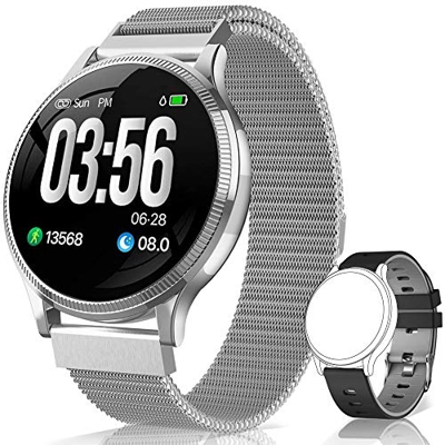 BANLVS Reloj Inteligente, Smartwatch IP67 1.22 Pulgadas Pulsómetro, Monitor de Sueño, Presión Arterial,Pulsera Actividad Inteligente para Android iOS 