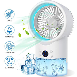 Mini Enfriador de Aire,Aire Acondicionado Portátil 4 en 1 Personal,Enfriador Evaporativo,3 Velocidades,con 420 ML Tanque de Agua Grande,Temporizador d características