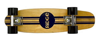 Ridge Skateboard Retro Mini Cruiser 58cm en 7ply Madera de Maple con Ruedas Negras, Unisex, 58 cm