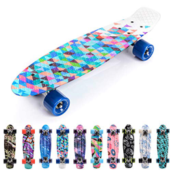 meteor Monopatín Retro plástico Skateboard Completo Patineta para Niños Jóvenes Adultos Mejor Calidad Robusto Ligero Ruedas - Buen Regalo (Geometric) características