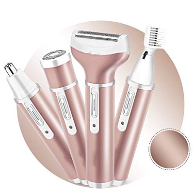 Depiladora 4 en 1 Lady Shaver, Anself Ladies Bikini Trimmer Electric Lady Shaver Recargable Vibrissae Trimmer Nariz Ceja Trimmer Sistema de preparació