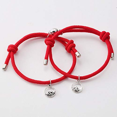 MLUYOCP 2 Piezas de Pulsera magnética para Amantes de la Pareja, Kit de joyería Trenzada para Amantes de la Cuerda de la Amistad Ajustable de tamaño, 