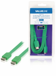 Valueline High Speed HDMI flat cable with Ethernet - HDMI plug/HDMI plug 2m green en oferta