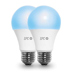 SPC Aura 1050: Pack 2 bombillas LED Wi-Fi E27, 10W, 1050lm, iluminación inteligente, luz blanca regulable, luz de color regulable, intensidad regulabl precio