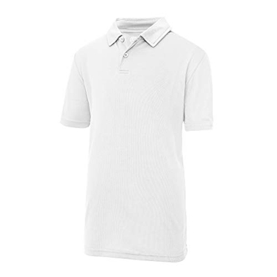 Just Cool- Polo Liso de Manga Corta para niños/niñas (9-11 años) (Blanco Polar)