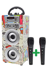 DYNASONIC - Altavoz Bluetooth Portatil Karaoke con Micrófonos Incluidos | Lector USB y SD, Radio FM Modelo 025 (2 Micrófonos) en oferta