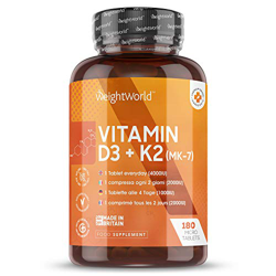 Vitamina D3 K2, 180 Comprimidos - Vitamina D3 4000UI, Vitamina K2 100 µg, Máxima Absorción y Biodisponibilidad MK7 99,7% All-Trans, Estimula Sistema I características