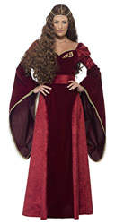 Smiffys 27877L - Disfraz de reina medieval de lujo, con vestido, cinturón y adorno para cabeza, Rojo, L - EU Tamaño 44-46 precio