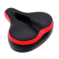 VOANZO Asiento de Bicicleta Sillín de Bicicleta, sillín de muelles de 260x210 mm Cojín Ancho y Suave para Ciclistas híbridos MTB Road Gel Comfort (Roj características