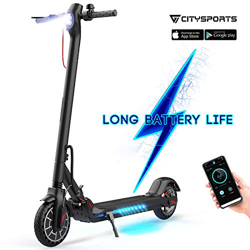 CITYSPORTS Patinete Eléctrico Scooter Eléctrico Plegable E- Scooter Portátil de 8.5 Pulgadas con Bluetooth y App, Pantalla LCD, Luces Traseras y Delan características