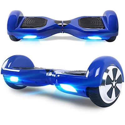 Windgoo N1 Overboard Hoverboard, 6.5 Pulgadas 250W 2WD Glyboard, Actualiza con Luz LED, Regalo para Niño Adulto (Blue)