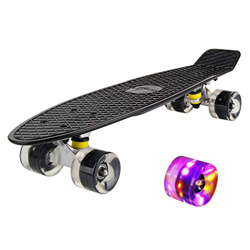 hausmelo - Monopatín mini Cruiser retro, tabla completa para principiantes, niños y adultos, 57 x 16 cm, con rodamientos ABEC-7, ruedas LED de poliure precio