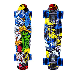 ENKEEO Monopatín Skateboards Retro Crucero (22 Pulgadas, 4 PU Ruedas traslúcidas, Tabla de plástico Reforzado, rodamiento ABEC-7) características