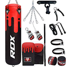 RDX Saco de Boxeo Relleno MMA Muay Thai Kick Boxing Artes Marciales con Soporte Techo Guantes Cadena 13PC 4FT 5FT Punching Bag precio