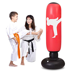 LEOHOME - Saco de boxeo hinchable para niños, 5.2ft Fitness sacos de boxeo independientes pesados ​​bolsa de entrenamiento, rojo precio