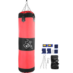 Fsskgxx Saco de Boxeo Pesado, Cadena Hueca Taekwondo Karate Training Fitness Saco de Arena vacío (Rojo-1m) en oferta