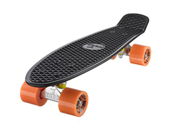 Ridge Skateboard 55 cm Mini Cruiser Retro Stil In M Rollen Komplett U Fertig Montiert, Unisex, Negro/Naranja (Noir/Orange) en oferta