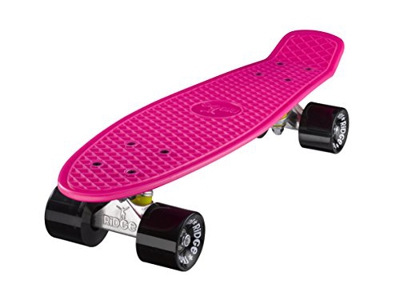 Ridge Retro Cruiser 22 Skateboard, Unisex, Rosa/Negro, 58 cm