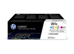 HP 201X CF253XM, Cian, Magenta y Amarillo, Cartuchos Tóner Original, Pack de 3, para impresoras HP Color LaserJet Pro serie 252, 274 y 277 en oferta