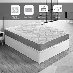 ROYAL SLEEP Colchón de muelles ensacados y viscocarbono con Hilo biocerámico, Confort Alto, firmeza Media-Alta 150x190, Ceramic Pocket en oferta