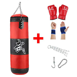 Ducomi Rocky Saco de Boxeo para Colgar en el Techo, Kit de Boxeo, Kick Boxing, Fitboxe Saco Vacío, Guantes, Banda de Mano, Muñeca, Kit de Montaje, Ent precio