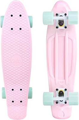 LEYU - Monopatín para niños y adolescentes (55,88 cm), diseño retro de mini skateboardPP para principiantes