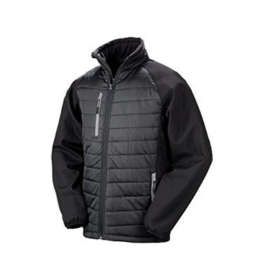 Result - Chaqueta Negra Acolchada Compass para Chico Hombre (3XL) (Negro/Gris)