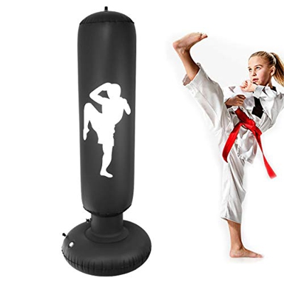 Nabance Saco de Boxeo de pie Inflable Independiente para Fitness Pesado Soporte Torre Columna Columna Saco de Arena Entrenamiento para Adultos