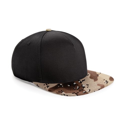 Beechfield - Gorra Plana con Visera Plana Modelo Camuflaje Retro - Verano/Playa (Paquete de 2) (Talla Única) (Negro/Camuflaje Desierto)