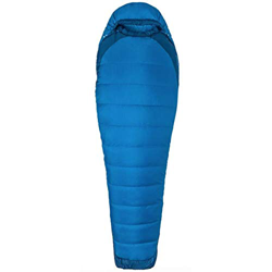 Marmot Trestles Elite Eco 15 Long Mummia, Extra Lungo, sacco a Pelo estivo leggero, ideale per campeggio e il Trekking, Hombres, Clear Blue/Classic Bl características