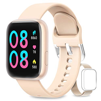 AIMIUVEI Smartwatch, Reloj Inteligente Mujer Hombre IP67 con Pulsómetro, 1.4 Inch Smartwatch Presión Arterial Monitor de Sueño GPS Podómetro Pulsera A