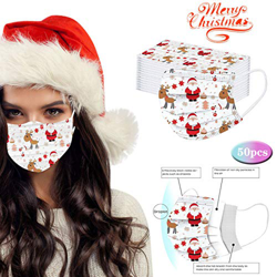 Weilov [ ¡Spot En España! ] 50xMasks_Mascarillas Adult Unisex 3D Patrón De Navidad Seda De Hielo Color Mixto Un Solo Uso en oferta