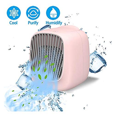 99AMZ Aire Acondicionado Sin Tubo Mini Portátil USB Silencioso Pequeño Enfriadores de Aire Móviles 3 en 1 Humidificador Purificadores de Aire con Arom