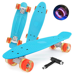 shownicer Monopatín Skateboard Completo Mini Cruiser Patín Plástico Penny Board 22'' para Niños Adultos Principiantes, LED Ruedas Iluminadas & ABEC-7  precio