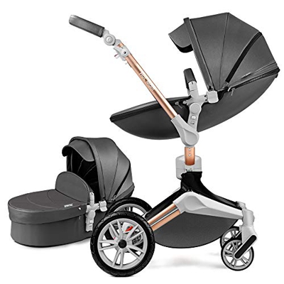 Silla de paseo Reversibilidad rotación multifuncional de 360 grados con buggy asiento y capazo 2020 Nueva actualización (gris oscuro)