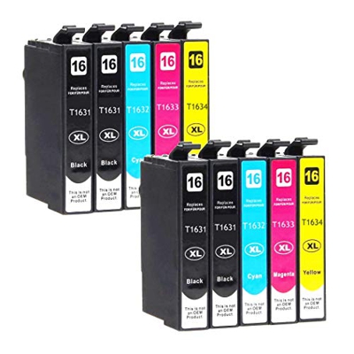 Bramacartuchos - 10 X Cartuchos compatibles NON OEM para Epson T1631, T1632, T1633,T1634, 16XL,Epson Workforce 2630WF, 2650, WF-2010w, WF-2510wf, WF-2