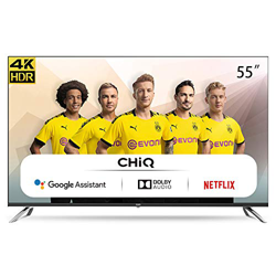 CHiQ Televisor Smart TV LED 55 Pulgadas, Android 9.0, Smart TV, UHD, 4K, WiFi, Bluetooth, Google Play Store, Google Assistant, Netflix, Prime Video, H en oferta